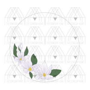 Scroll saw template with magnolias and watermark
